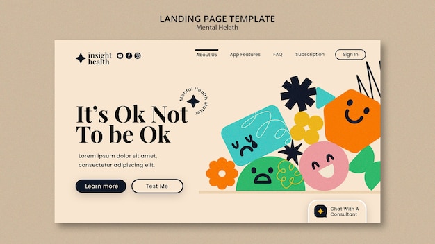 PSD gratuit modèle de santé mentale design plat