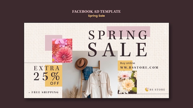 PSD gratuit modèle de vente de printemps design plat