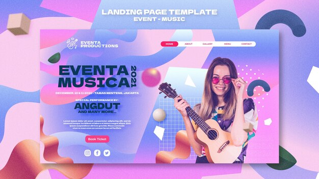 Modèle web d'événement musical dans un style rétro