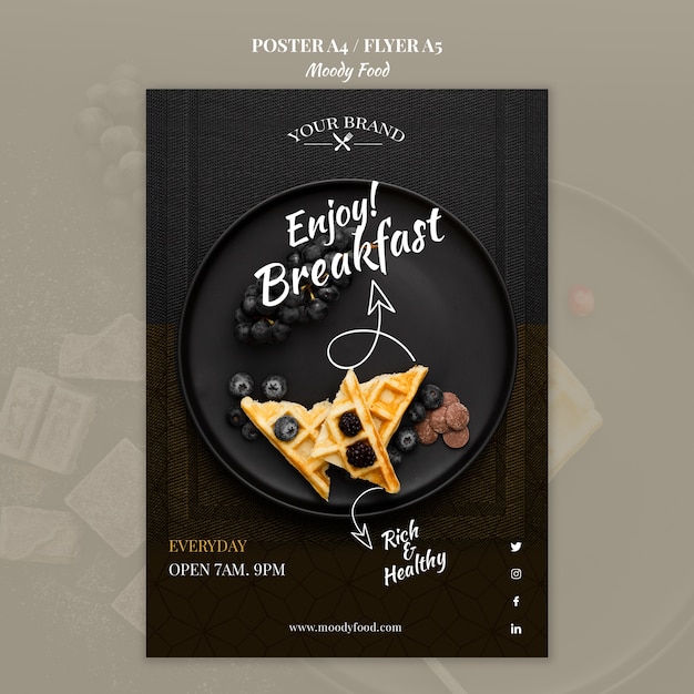 PSD gratuit moody food restaurant poster concept mock-up