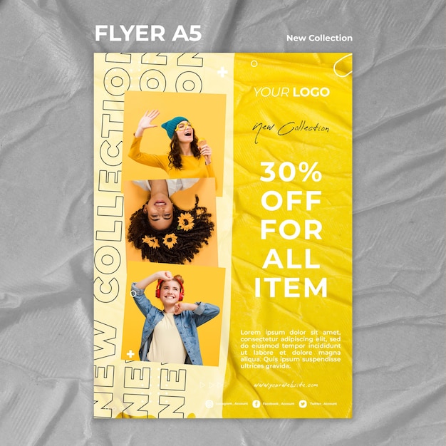 PSD gratuit nouveau modèle de flyer de concept de collection