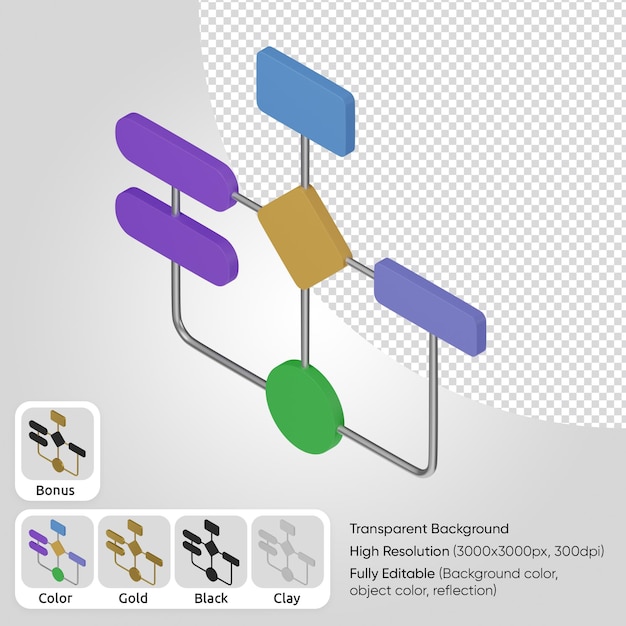 PSD gratuit organigramme 3d