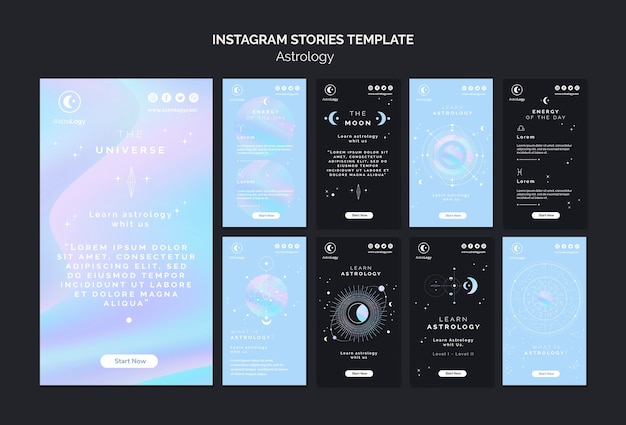 PSD gratuit pack d'histoires d'astrologie instagram