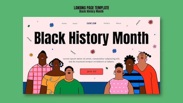 PSD gratuit page d'accueil de la célébration du mois de l'histoire noire