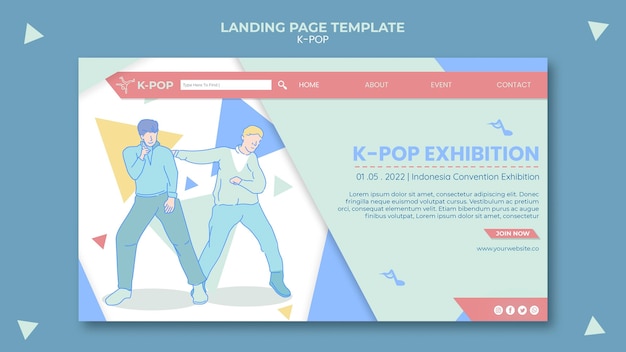 PSD gratuit page d'accueil illustrée de la k-pop