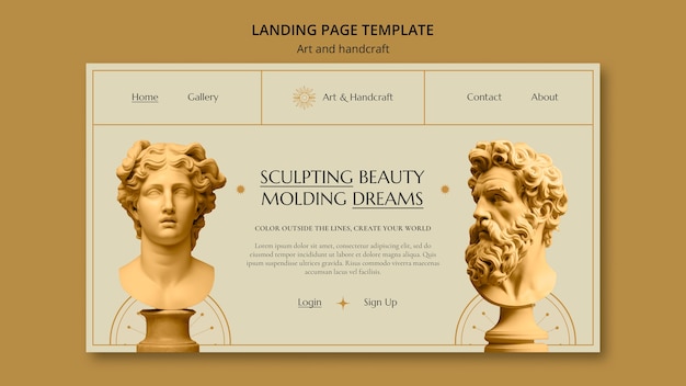 PSD gratuit page d'atterrissage de design plat pour les arts et l'artisanat.