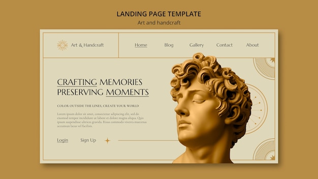 PSD gratuit page d'atterrissage de design plat pour les arts et l'artisanat.