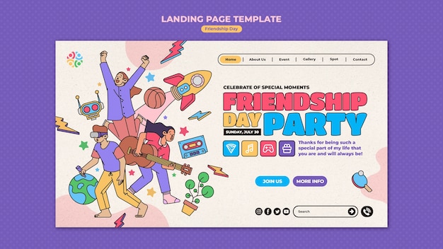 PSD gratuit page de destination de la célébration de la journée de l'amitié