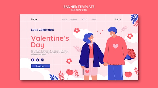 PSD gratuit page de destination de la célébration de la saint-valentin