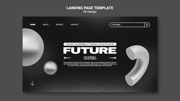 PSD gratuit page de destination de conception 3d