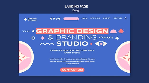 PSD gratuit page de destination de la conception graphique