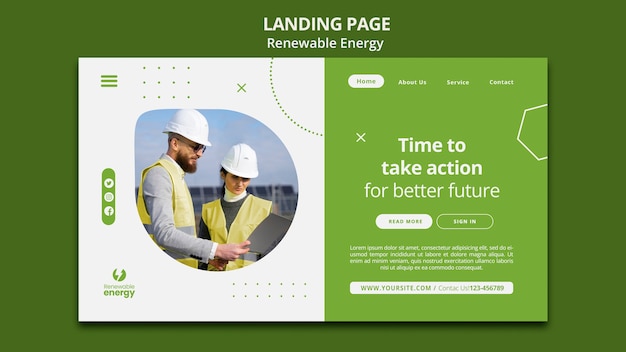 PSD gratuit page de destination de conception plate pour la conception d'énergie renouvelable