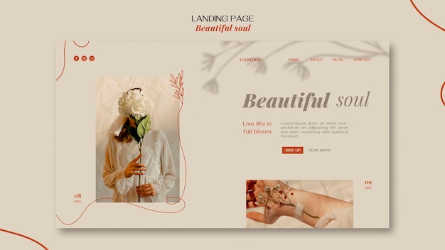 PSD gratuit page de destination du modèle d'annonce beautiful soul