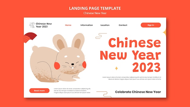 PSD gratuit page de destination du nouvel an chinois