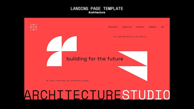 PSD gratuit page de destination du projet d'architecture