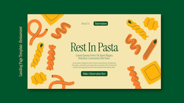 PSD gratuit page de destination du restaurant italien au design plat