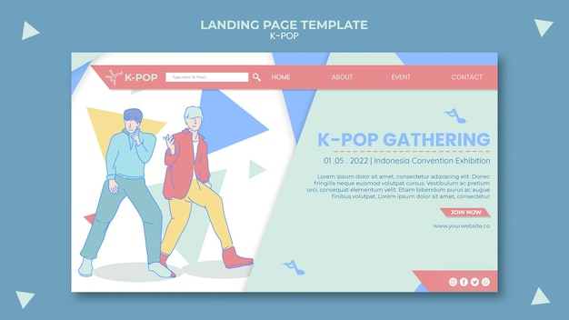 PSD gratuit page de destination illustrée de la k-pop