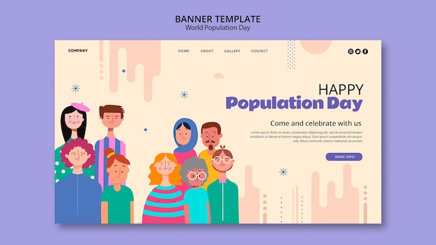 PSD gratuit page de destination de la journée mondiale de la population au design plat