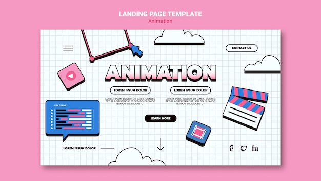 PSD gratuit page de destination pour l'animation par ordinateur