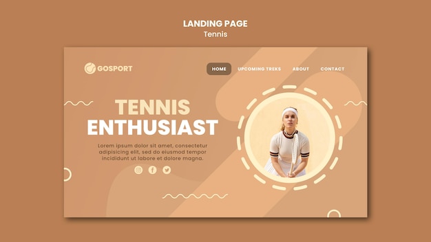 PSD gratuit page de destination pour jouer au tennis