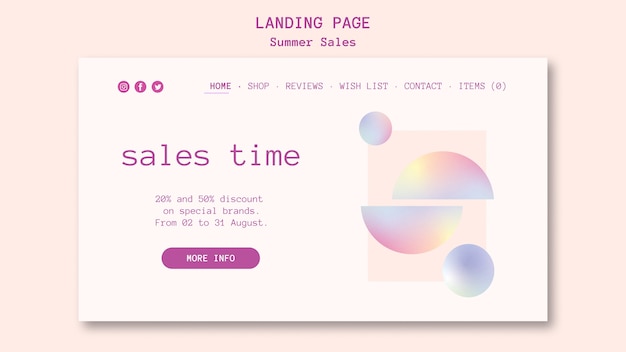 PSD gratuit page de destination des soldes d'été