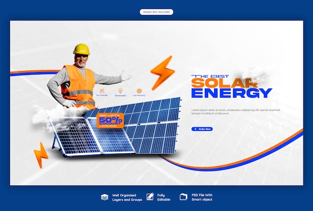 PSD gratuit panneau solaire et économies d'énergie modèle de bannière web