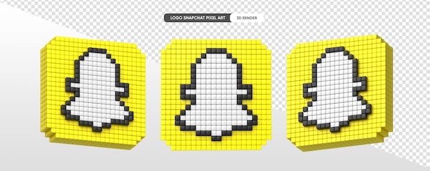 PSD gratuit pièce du logo snapchat en pixel art rendu 3d avec fond transparent