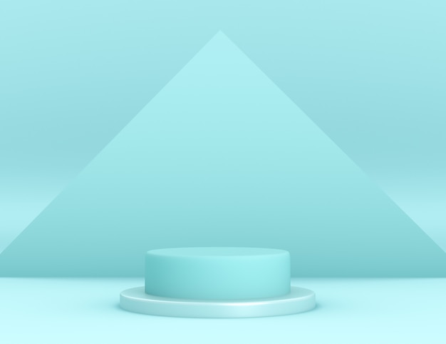 PSD gratuit podium cyan géométrique 3d pour le placement de produit avec fond triangulaire et couleur modifiable