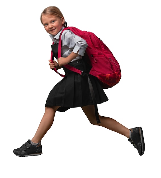 Portrait d'une jeune écolière en uniforme