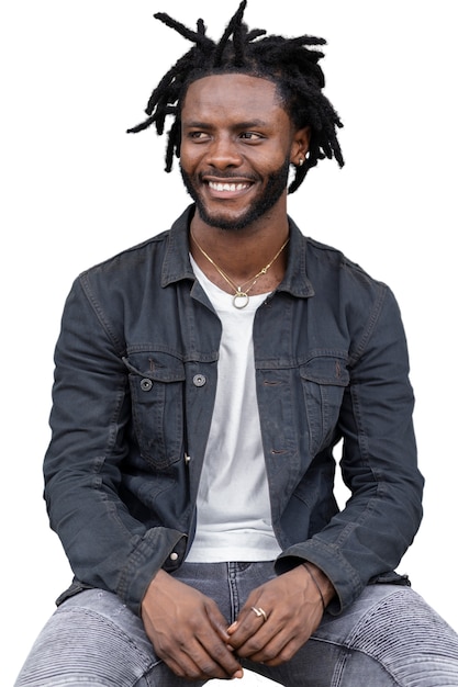 PSD gratuit portrait de jeune homme avec une coiffure afro dreadlocks