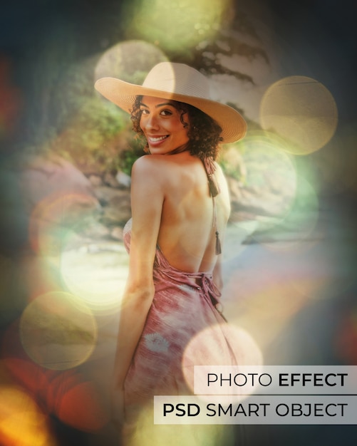 PSD gratuit portrait de personne avec effet bokeh