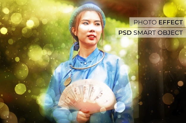 PSD gratuit portrait de personne avec effet bokeh