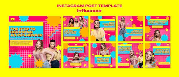 Postes instagram de carrière d'influenceur design plat