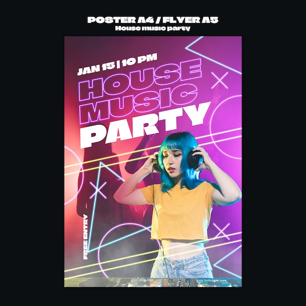 PSD gratuit projet de modèle de fête de musique house