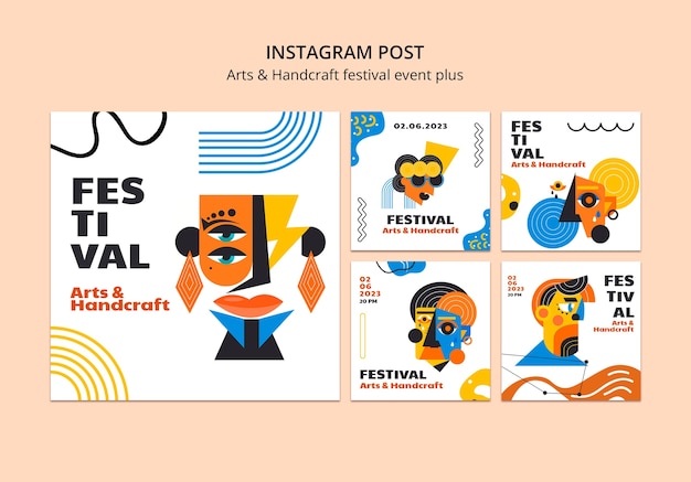 PSD gratuit publications instagram d'art et d'artisanat