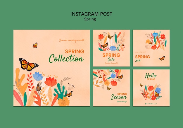 PSD gratuit publications instagram du printemps