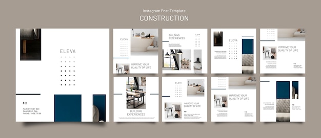 PSD gratuit publications instagram du projet de construction