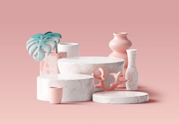 PSD gratuit rendering 3d du podium de vente de vases