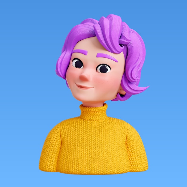 PSD gratuit rendering 3d du style de coiffure pour la conception de l'avatar