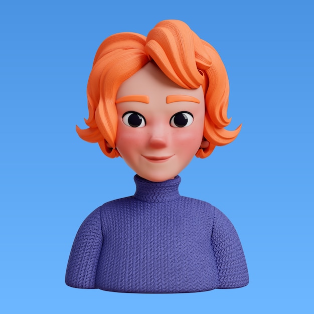 PSD gratuit rendering 3d du style de coiffure pour la conception de l'avatar