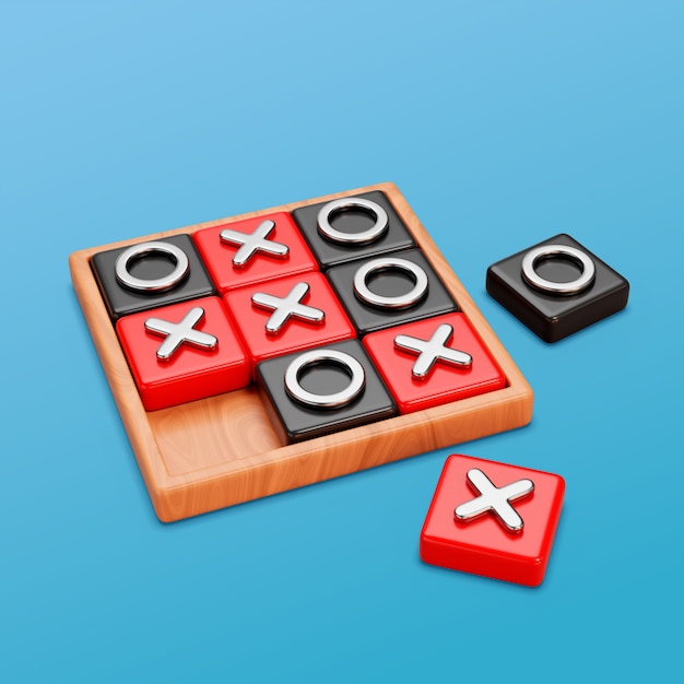 PSD gratuit rendering 3d d'une planche à tic-tac-toe