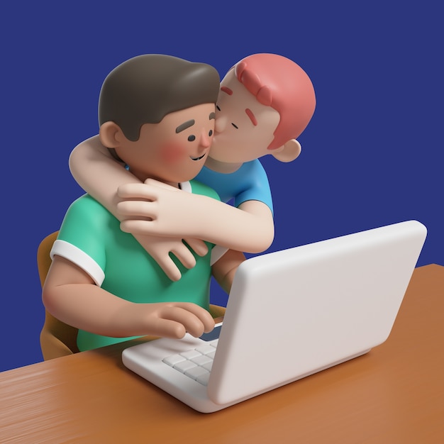 PSD gratuit rendez-vous en 3d d'un couple gay