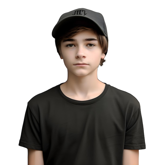 PSD gratuit rendu 3d d'un adolescent avec une casquette isolée sur fond blanc