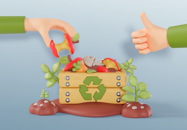 PSD gratuit rendu 3d du fond de recyclage