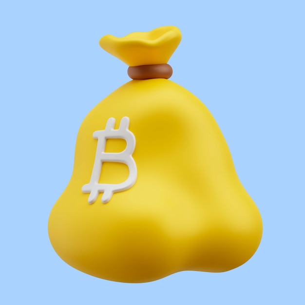 PSD gratuit rendu 3d de l'icône du sac bitcoin