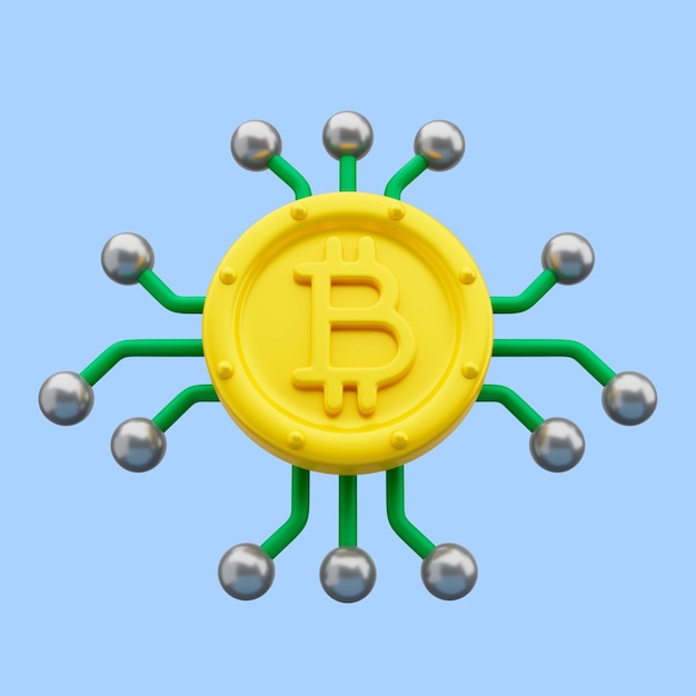 PSD gratuit rendu 3d de l'icône de fils bitcoin