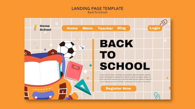 PSD gratuit retour au modèle de page de destination de l&#39;école