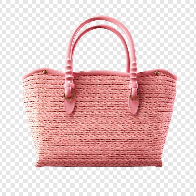 PSD gratuit sac de paille rose isolé sur fond transparent