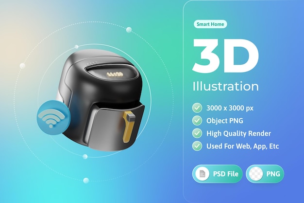 PSD gratuit smart home friteuse à air illustration 3d