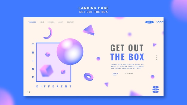 PSD gratuit sortez le modèle de page de destination de la boîte